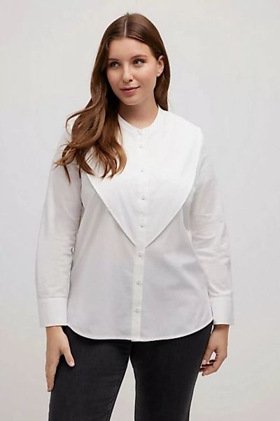 Ulla Popken Satinbluse Bluse Überwurf Stehkragen Langarm Biobaumwolle günstig online kaufen