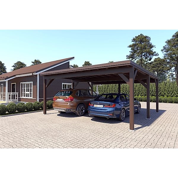 Holzbrüder Carport Ralf 36m² 150kg/m² Graubraun-Dunkelbraun günstig online kaufen