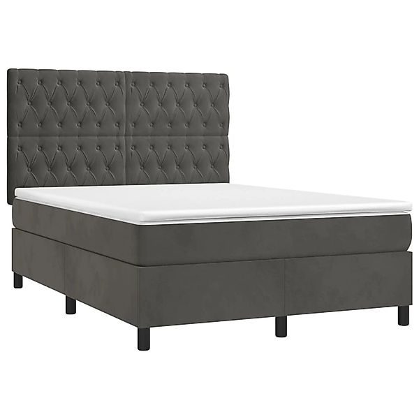 vidaXL Boxspringbett mit Matratze & LED Dunkelgrau 140x200 cm Samt 3136306 günstig online kaufen