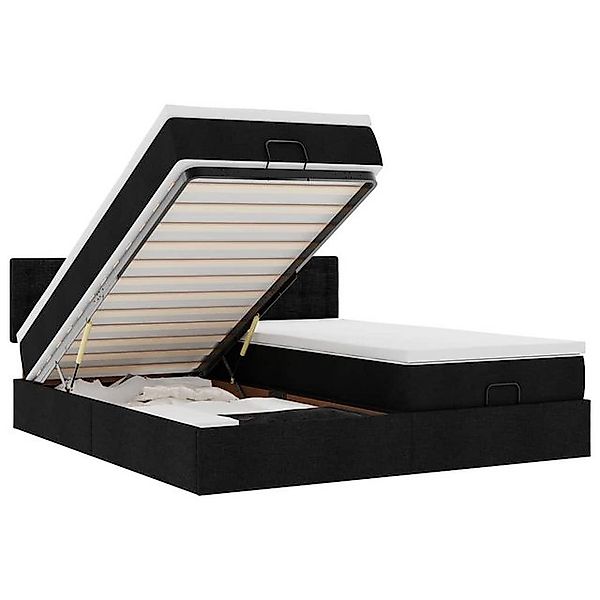 vidaXL Bett, Ottoman-Bett mit Matratzen & LEDs Schwarz 160x200 cm Stoff günstig online kaufen