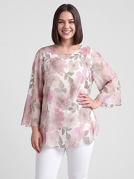 PEKIVESSA Tunika Elegante Chiffon-Kurztunika mit Blumenmuster günstig online kaufen