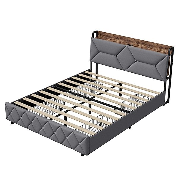 PXloue Polsterbett 160x200cm mit 4 Schubladen-Gepolstertes Kopfteil mit Lad günstig online kaufen