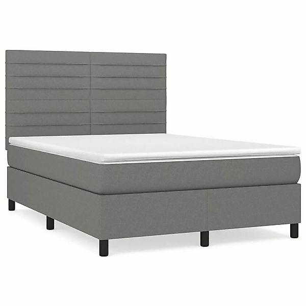 vidaXL Boxspringbett mit Matratze Dunkelgrau 140x200 cm Stoff1397789 günstig online kaufen