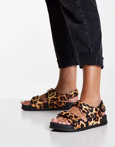 ASOS DESIGN – Factually – Sportliche Sandalen mit Leopardenprint-Mehrfarbig günstig online kaufen