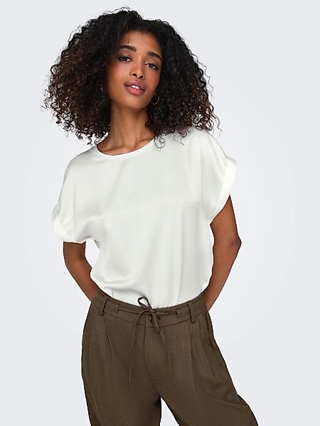 ONLY Kurzarmshirt "ONLLIEKE S/S SATIN MIX TOP WVN NOOS" regular fit, Web, P günstig online kaufen