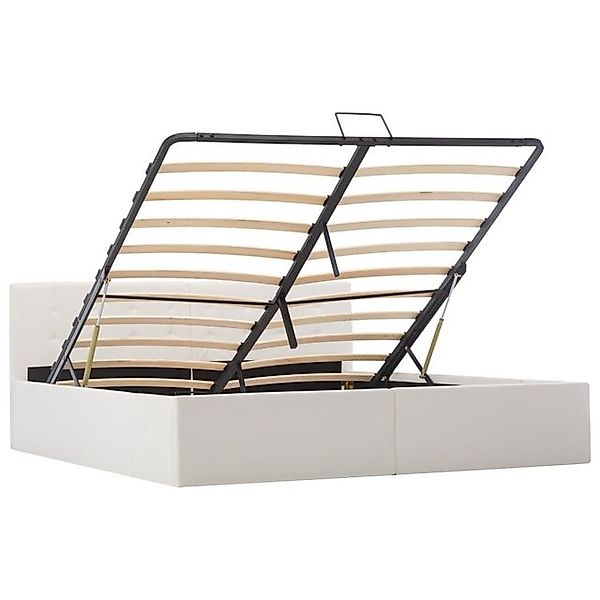 vidaXL Stauraumbett, Bett Hydraulisch Weiß Kunstleder 160×200cm günstig online kaufen