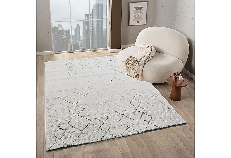 Vimoda Teppich Boho und skandinavischen Stil, Creme & Grau, Rechteckig, Höh günstig online kaufen