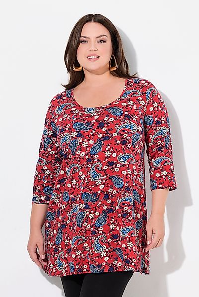 Ulla Popken Longshirt Longshirt A-Linie Rundhalsausschnitt günstig online kaufen