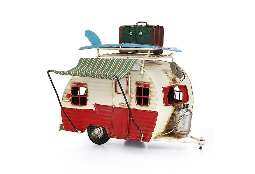 Moritz Dekofigur Blech Wohnwagen rot / weiß Retro, Polyresin Figuren Deko G günstig online kaufen