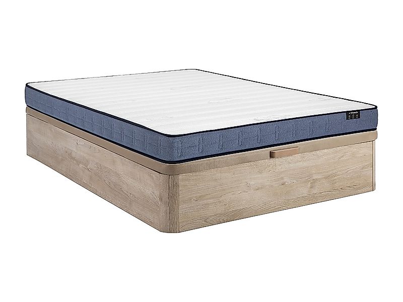 Bett mit Bettkasten - 160 x 200 cm - Natur hell - Taschenfederkernmatratze günstig online kaufen