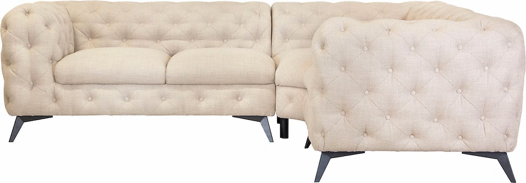 Leonique Chesterfield-Sofa "Ecksofa GLYNIS L-Form mit Wellenunterfederung, günstig online kaufen