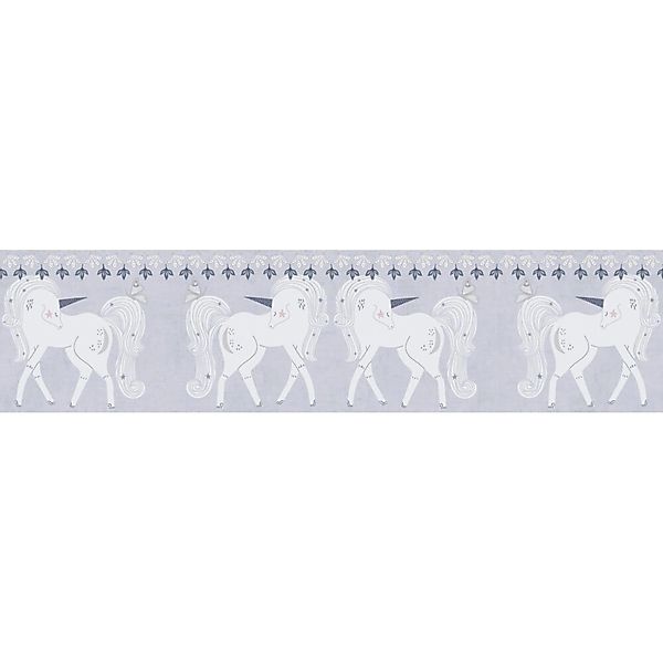 A.S. Creation Vlies-Bordüre Einhorn 5 m x 0,13 m Grau-Rosa-Weiß FSC® günstig online kaufen