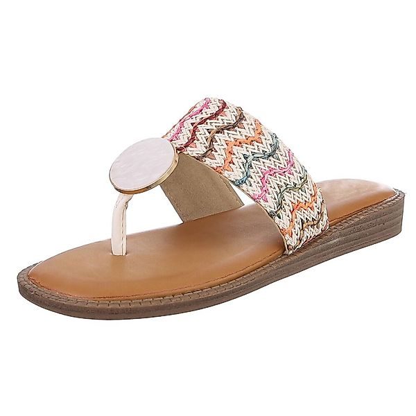 Ital-Design Trendige Damen-Sandalen mit goldener Applikation, günstig online kaufen