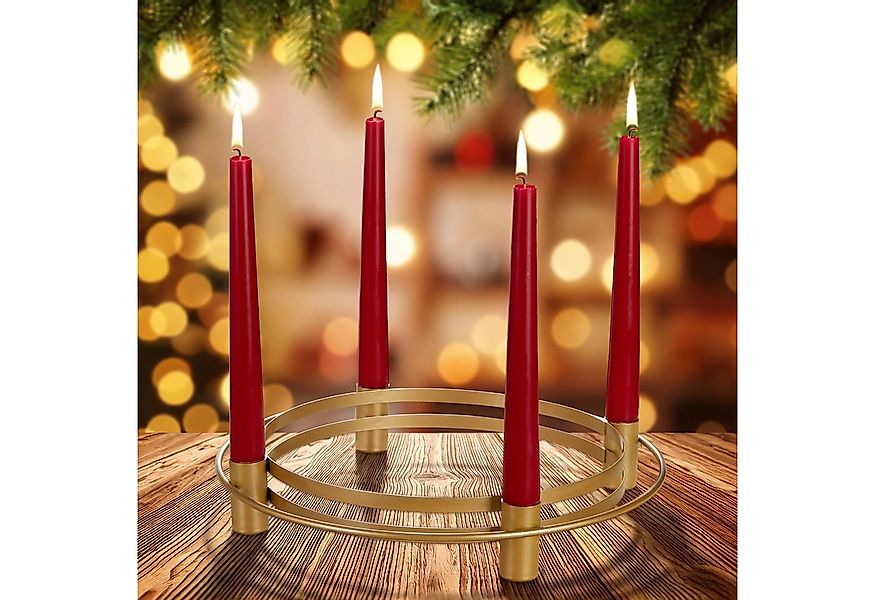 BRUBAKER Adventskranz Metall Adventskerzenhalter im Ring Design Gold - Kerz günstig online kaufen