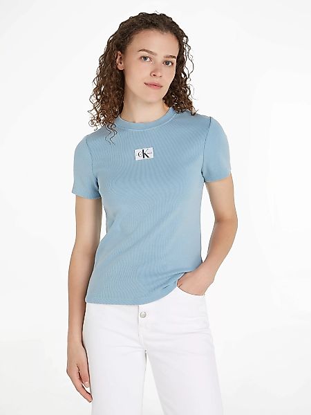 Calvin Klein Jeans T-Shirt LABEL WASHED RIB SLIM TEE mit Logopatch günstig online kaufen