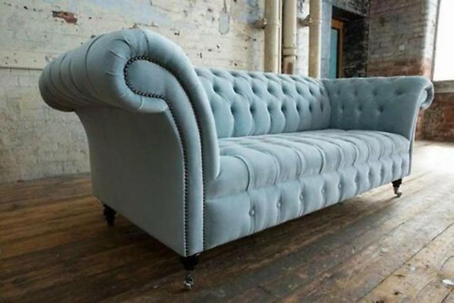 JVmoebel Chesterfield-Sofa Blauer luxus 3-Sitzer Chesterfield Couch luxus S günstig online kaufen