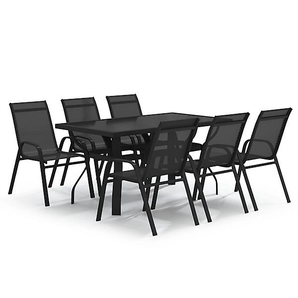 vidaXL 7-Tlg Garten-Essgruppe Schwarz 3095985 günstig online kaufen