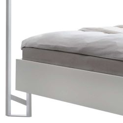 Himmelbett Skandi Stil weiß aus Buche Massivholz Metall günstig online kaufen