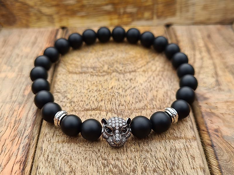 NAHLE Armband Naturstein Perlenarmband Onyx Black Panther, mit Onyx, handma günstig online kaufen