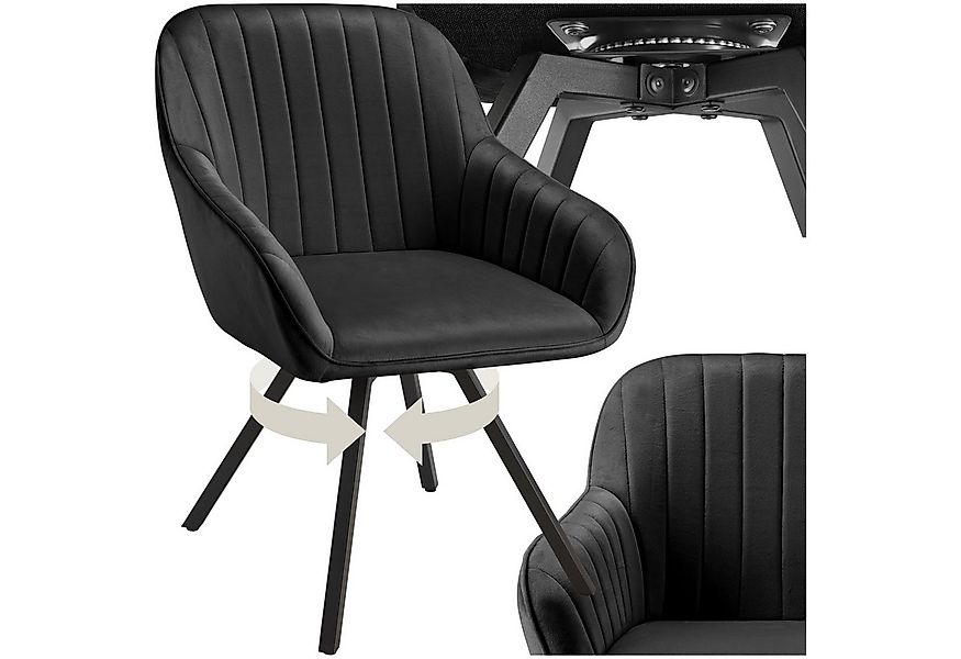 tectake Esszimmerstuhl Drehbarer Armlehnstuhl Snug Samtoptik, gepolstert (S günstig online kaufen