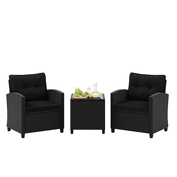 COSTWAY Balkonset, (3-tlg), Rattan, 2 Sessel günstig online kaufen