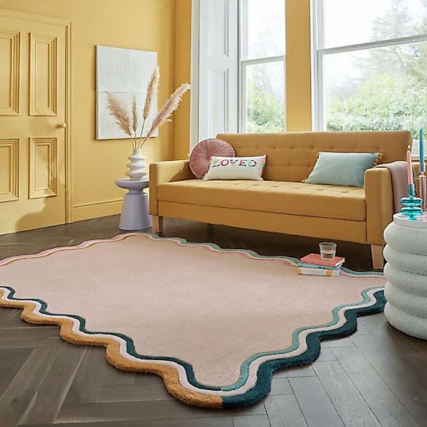 FLAIR RUGS Wollteppich "LEO SCALLOP BORDER" rechteckig 8 mm Höhe Woll Borde günstig online kaufen