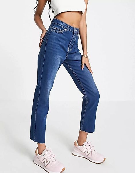 Brave Soul – Fran – Mom-Jeans mit geradem Schnitt in Mittelblau günstig online kaufen
