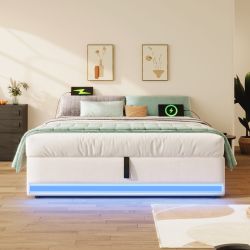 STILVORA Polsterbett 140×200 Jugendbett mit LED&USB,Einzelbett günstig online kaufen