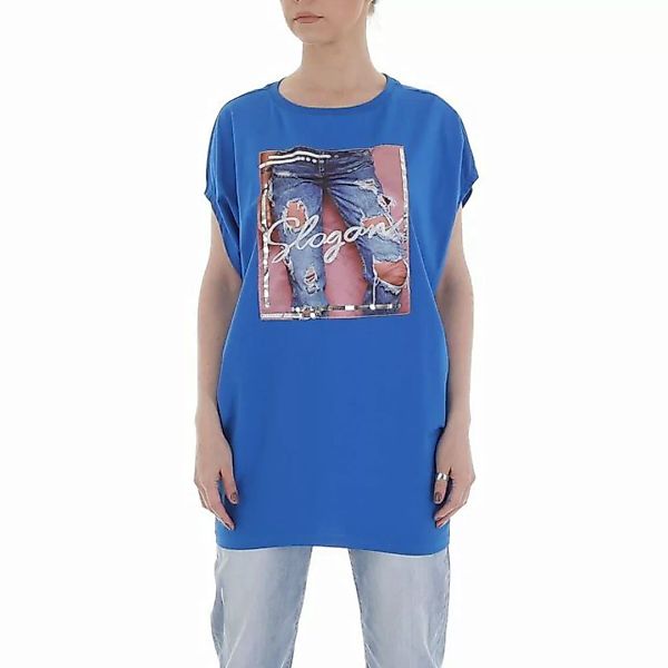 Ital-Design T-Shirt Damen Freizeit Print Stretch T-Shirt in Blau günstig online kaufen