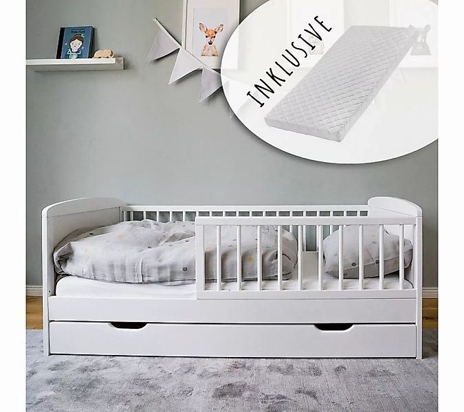Kids Collective Kinderbett 70x140 cm mit Schublade, Lattenrost und Rausfall günstig online kaufen