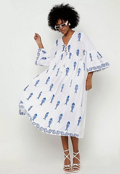 YC Fashion & Style Sommerkleid Sommerkleid mit Fischskelett-Muster in Weiß günstig online kaufen