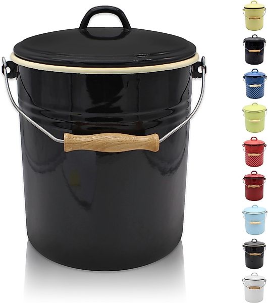 Krüger Mülleimer "Emaille-Eimer mit Deckel Serie Rio" schnitt- / kratzfeste günstig online kaufen