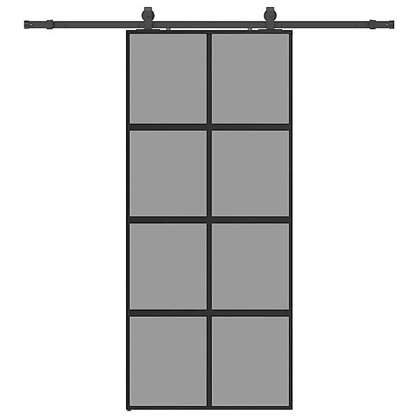 vidaXL Schiebetür mit Beschlag Schwarz 90x205 cm Hartglas 3375896 günstig online kaufen