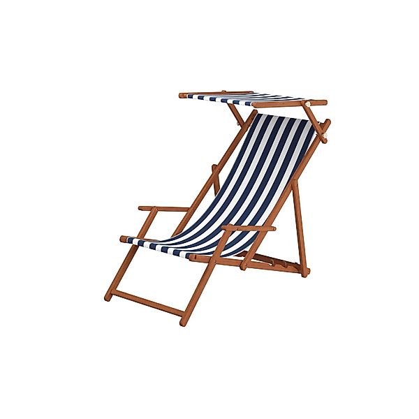 Erst-Holz Holz-Liegestuhl Sonnenliege Strandliege mit Stofffarbe Blau/Weiß günstig online kaufen
