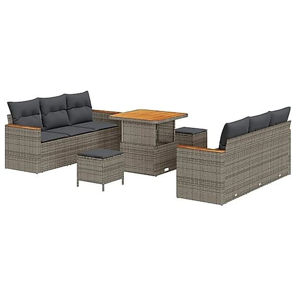 vidaXL Gartensofa-Set mit Kissen 11 Stk Grau Poly-Rattan 3364948 günstig online kaufen