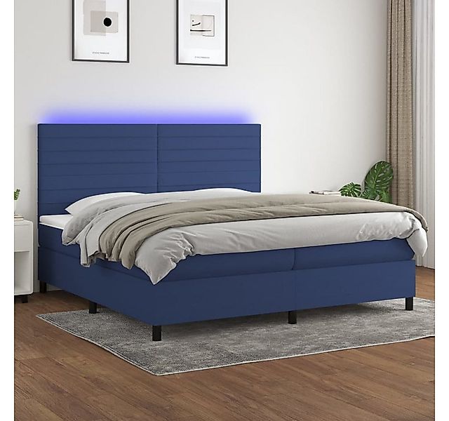 vidaXL Boxspringbett Boxspringbett mit Matratze LED Blau 200x200 cm Stoff B günstig online kaufen