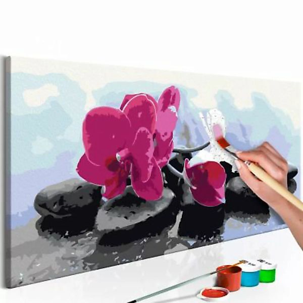artgeist Malen nach Zahlen Orchidee mit Zen Steinen mehrfarbig Gr. 80 x 40 günstig online kaufen