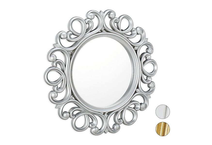 relaxdays Wandspiegel Deko Wandspiegel rund, silber günstig online kaufen