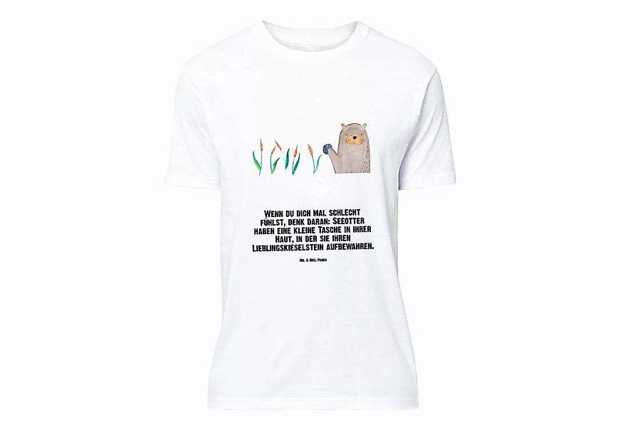 Mr. & Mrs. Panda T-Shirt Otter mit Stein - Weiß - Geschenk, Fischotter, See günstig online kaufen