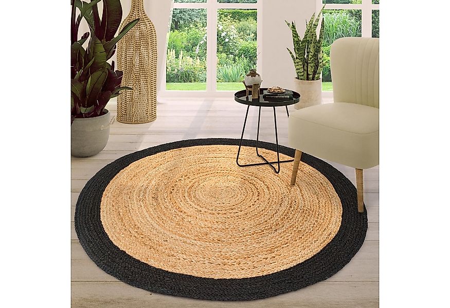 TT Home Teppich, Rund, Höhe: 9 mm, Wohnzimmer Teppich Rund Kurzflor Hangefe günstig online kaufen