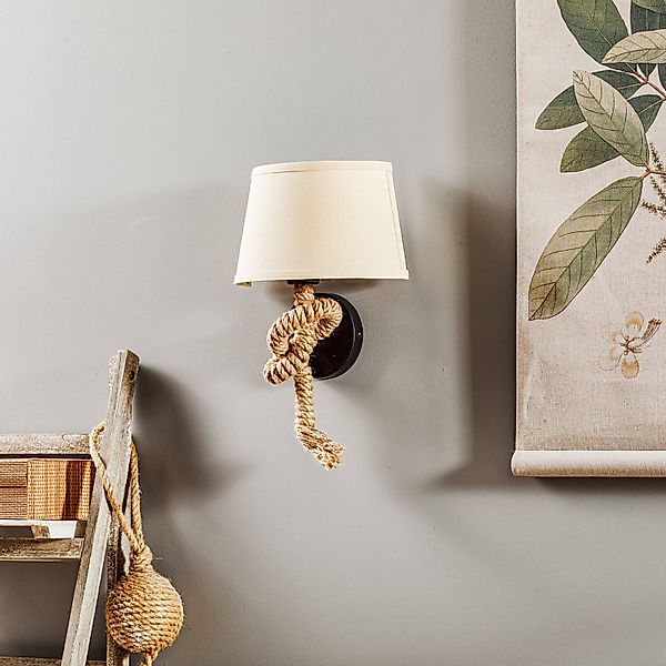 Wandlampe Corda mit Textilschirm und Seildekor günstig online kaufen