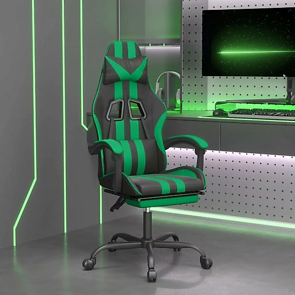 Vidaxl Gaming-stuhl Mit Fußstütze Schwarz Und Grün Kunstleder günstig online kaufen