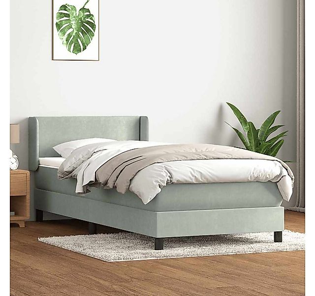 vidaXL Boxspringbett, Boxspringbett mit Matratze Hellgrau 80x210 cm Samt günstig online kaufen