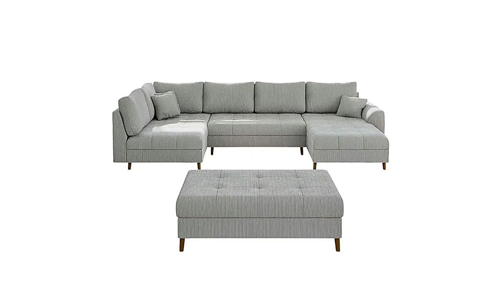 Wohnlandschaft mit Hocker  Maya ¦ grau ¦ Maße (cm): B: 310 H: 81 Polstermöb günstig online kaufen