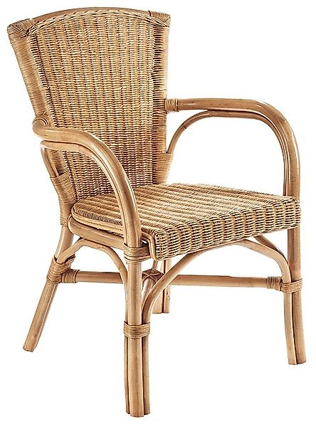 Kobolo 4-Fußstuhl Sessel Stuhl YORK aus Rattan natur mit Armlehnen (aus Rat günstig online kaufen