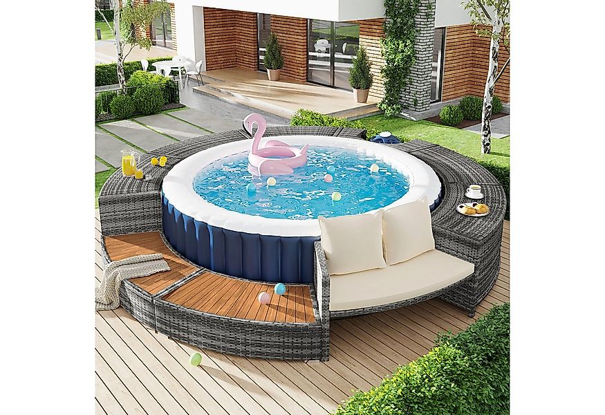 Odikalo Whirlpool Spa-Pool Gartenmöbel-Set Stauraum Lounge-Set verstellbare günstig online kaufen