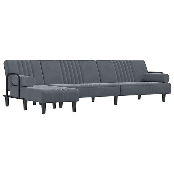 vidaXL Schlafsofa in L-Form Dunkelgrau 260x140x70 cm Samt 3157243 günstig online kaufen