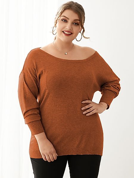 Pullover in Übergröße mit Rundhalsausschnitt und langen Ärmeln günstig online kaufen