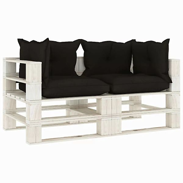 Garten-palettensofa 2-sitzer Mit Schwarzen Kissen Holz günstig online kaufen