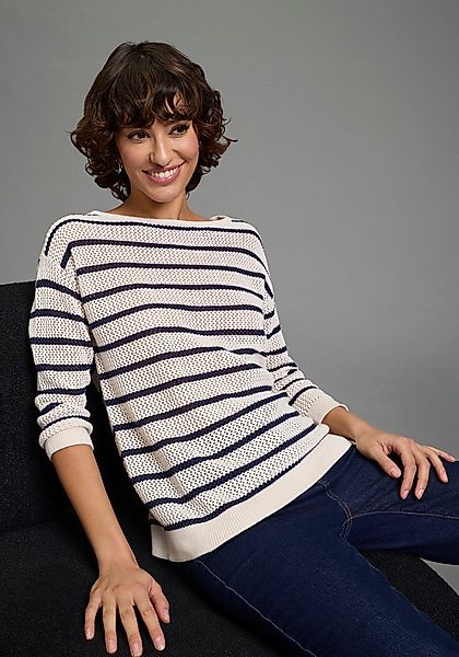 Laura Scott 3/4 Arm-Pullover leichter Sommerpullover aus modernem Lochstric günstig online kaufen